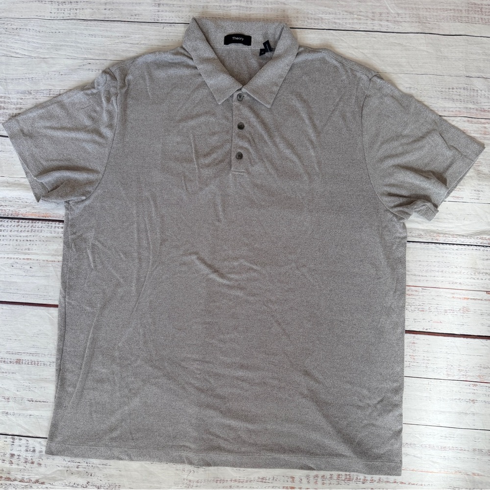 Theory Polo Shirt Mens XL  Gray Performance Short Sleeve